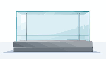 Glass showcase with concrete pedestal. flat vector 