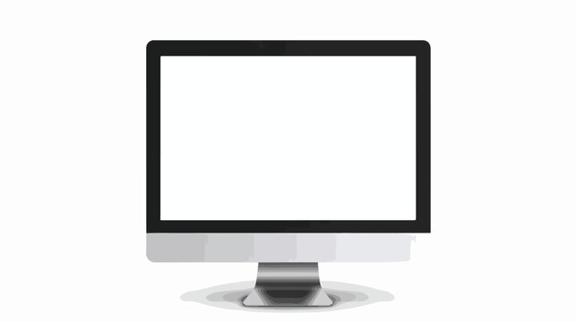 Realistic computer dark grey display with blank white