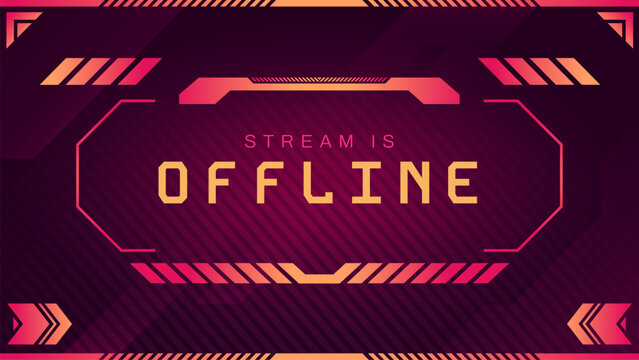 Stream is offline screen ui. Warning banner and message, live stream is offline, video game is not available, social media offline interface. Vector illustration. Futuristic design for cyber sport