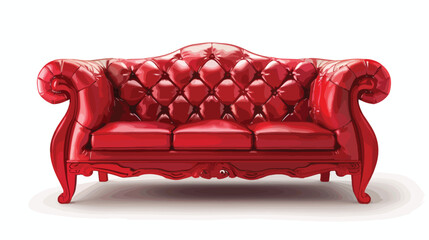 Red Leather luxury vintage living room sofa. Single isolated