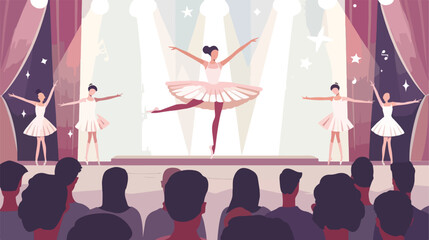 Graceful ballerinperforming on stage in front of an a