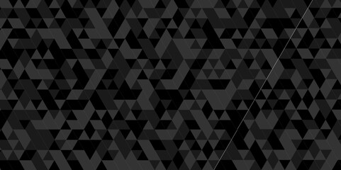 Vector geometric seamless technology gray and black polygon diamond triangle background. Abstract digital grid light pattern black Polygon Mosaic triangle Background, business corporate background.