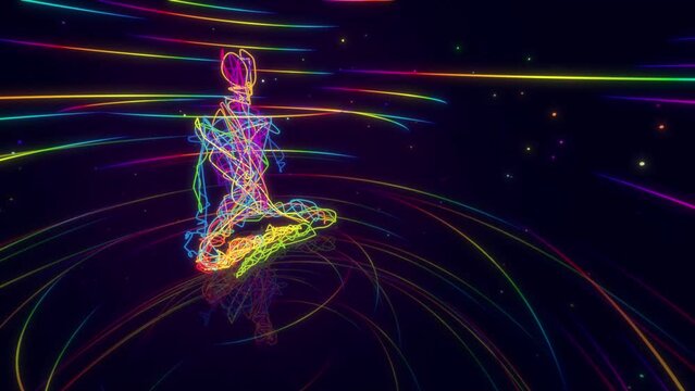 looped 3d animation of nadi - energy channels in the human body