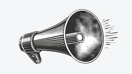 Grayscale megaphone icon in cartoon comic style