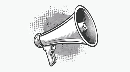 Grayscale megaphone icon in cartoon comic style