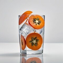 A refreshing drink with sliced persimmon 