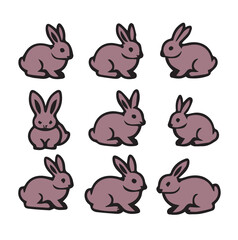 Obraz na płótnie Canvas rabbit line color vector design illustration