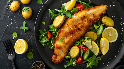 fried fish with potatoes - Powered by Adobe