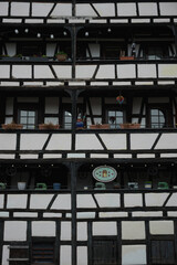 Traditional German Style House Facade Decorations At Old Town. Germany