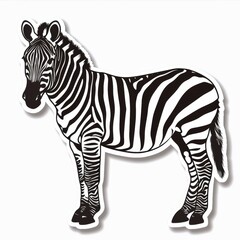 A black and white cartoon zebra facing left.