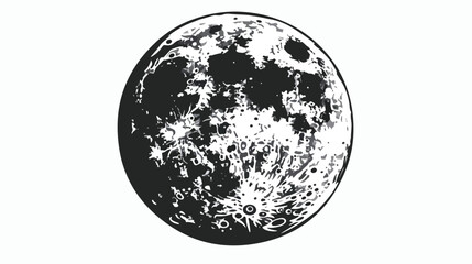 Hand Drawn Black and White Doodle Moon Isolated on white