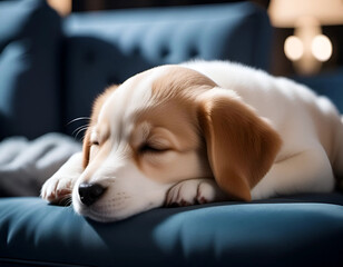 Puppy sleeping on the couch
