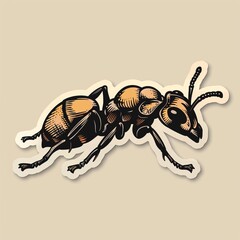 An illustration of an ant in a vintage, woodcut style.