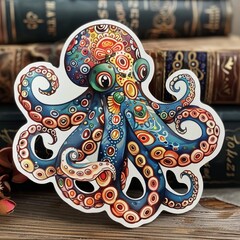 Fototapeta premium A watercolor painting of an octopus with a lot of tentacles and a lot of colors.