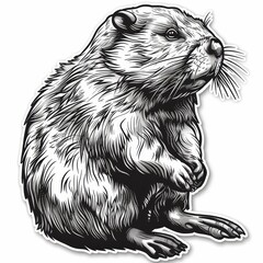 Engraving of a beaver - obrazy, fototapety, plakaty