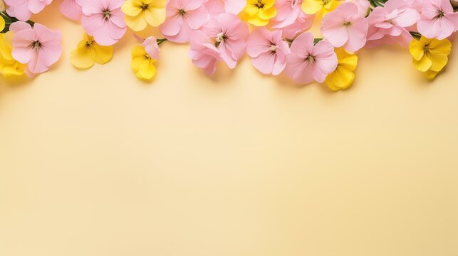 Elegant pastel-colored floral background with pink and yellow flowers