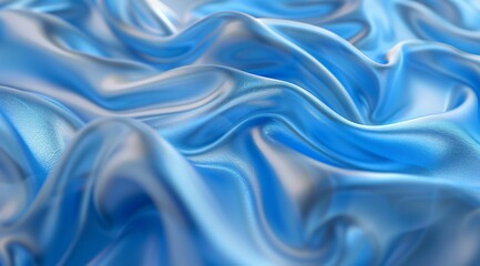 Obraz premium Smooth Blue Satin Fabric Wave Texture