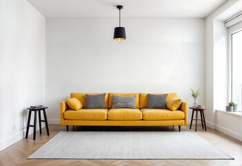 Yellow Armchair in Modern Scandinavian Interior Mockup