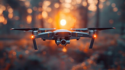 A drone flies over a forest