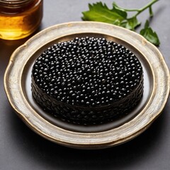 Luxurious serving of black caviar.