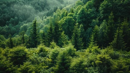 Green Lush Forest in Summer in Northern Europe  - obrazy, fototapety, plakaty
