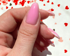 Long Pink Pastel Gel Nails Polish