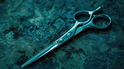 Professional hairdresser scissors on grunge background - obrazy, fototapety, plakaty