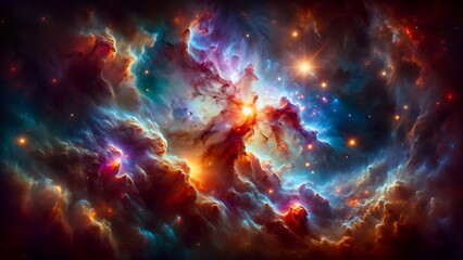 Starry Night Galaxy with Electric Plasma Flashes. Space Nebula background wallpaper - obrazy, fototapety, plakaty