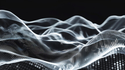 Dynamic abstract with light silver streaks against black evokes speedy tech essence. - obrazy, fototapety, plakaty