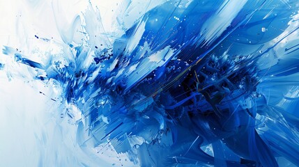 Abstract Blue Dynamic Explosion Artwork