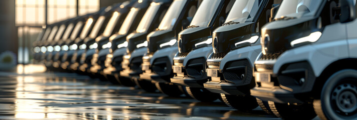 Row of new cars for sale in port. New automobiles background.  - obrazy, fototapety, plakaty