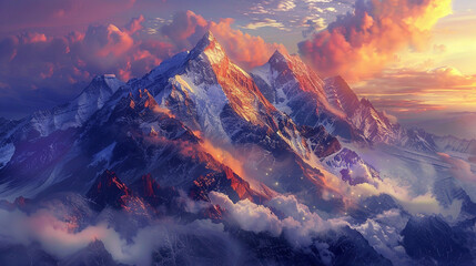 Step into a mesmerizing world of contemporary nature, where a stunning mountain landscape unfolds...