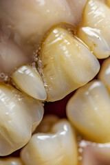 Evidence of Neglected Oral Hygiene Revealed in a Close-Up of Yellow-Discoloured Teeth