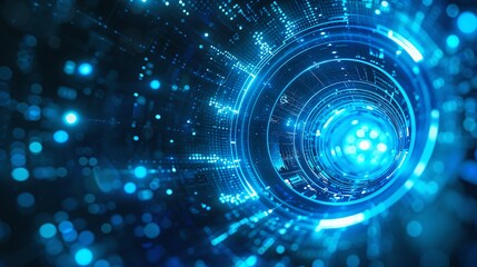 Blue Tech SciFi Digital Tunnel Background