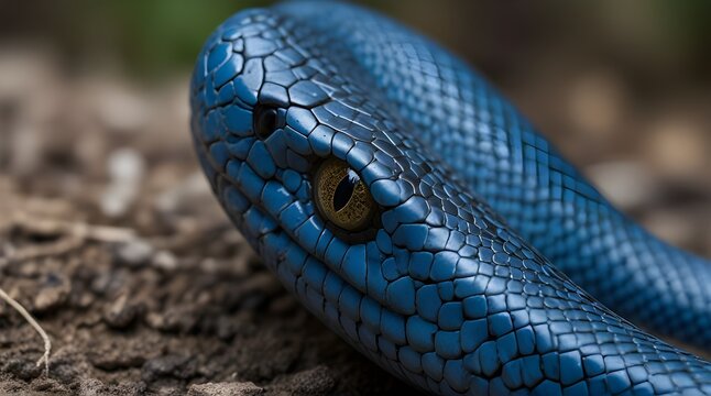 close up of the eye of a blue snake on a black background blue viper snake.generativeai