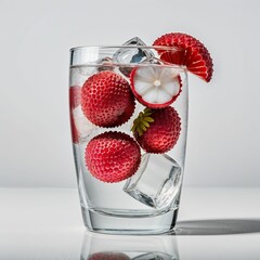 A refreshing drink with sliced lychees