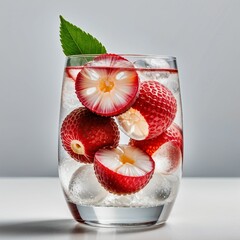 A refreshing drink with sliced lychees