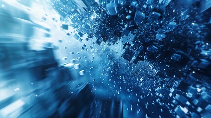 High-Speed Blue Data Particles Abstract Concept - obrazy, fototapety, plakaty