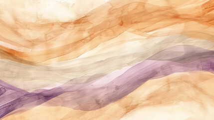 Twilight desert scene in watercolor, sienna and violet blending into beige.