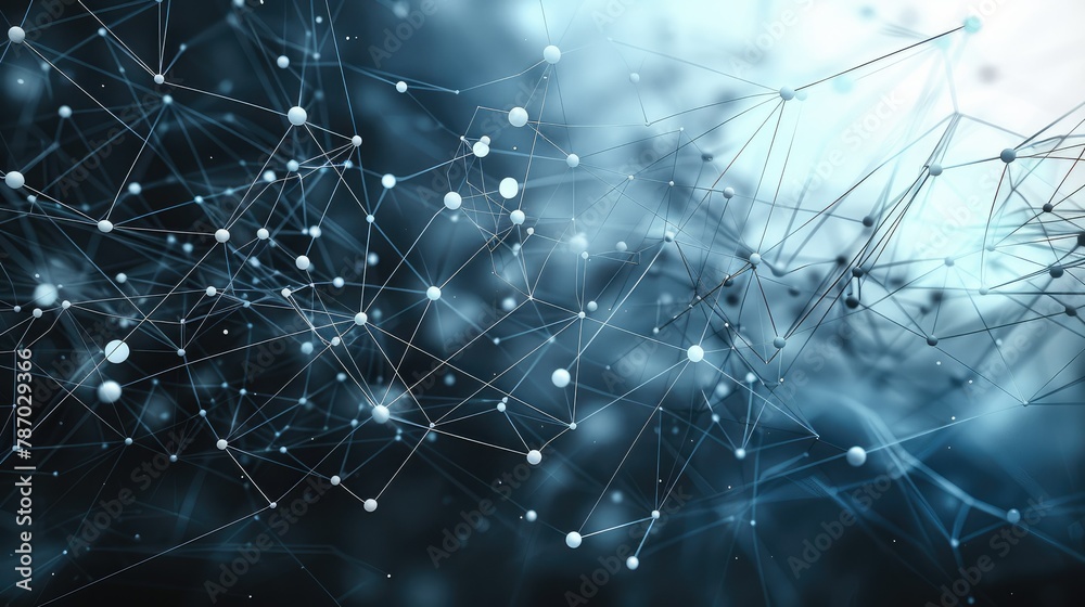 Aufkleber Global network connections. Abstract neural networks cyberspace. Futuristic grid. top view. Generative AI.