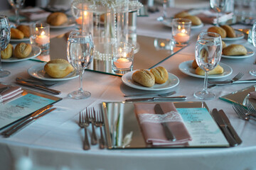 The elegant wedding table ready for guests.