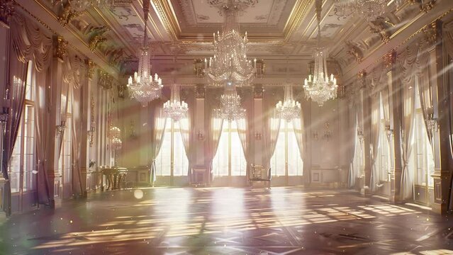 luxury grand ballroom in the opulent. seamless looping overlay 4k virtual video animation background