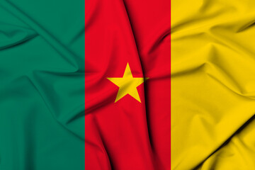 Beautifully waving and striped Cameroon flag, flag background texture with vibrant colors and...