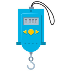 Portable electronic hanging fishing scale vector cartoon illustration isolated on a white background.