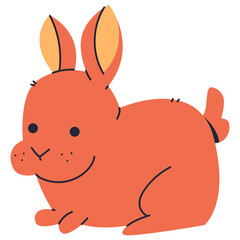 Cute rabbit vector cartoon farm animal illustration isolated on a white background.