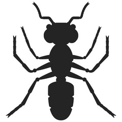 Ant black silhouette vector sign isolated on a white background.