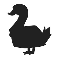 Duck black silhouette vector farm bird sign isolated on a white background.