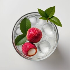 Lychees in a glass, top view