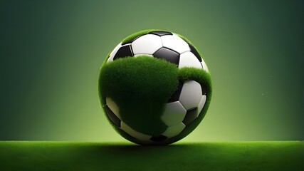 Half of a soccer ball-shaped green grass sphere, soccer, sport, grass, illustration, circle, sphere, soccer ball, summer, earth, eco, globe, horizontal, land, lawn, planet, single, world, ball, 
