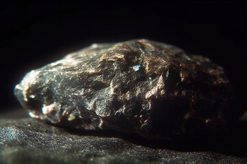 Wakefieldite fossil mineral stone. Geological crystalline fossil. Dark background close-up.